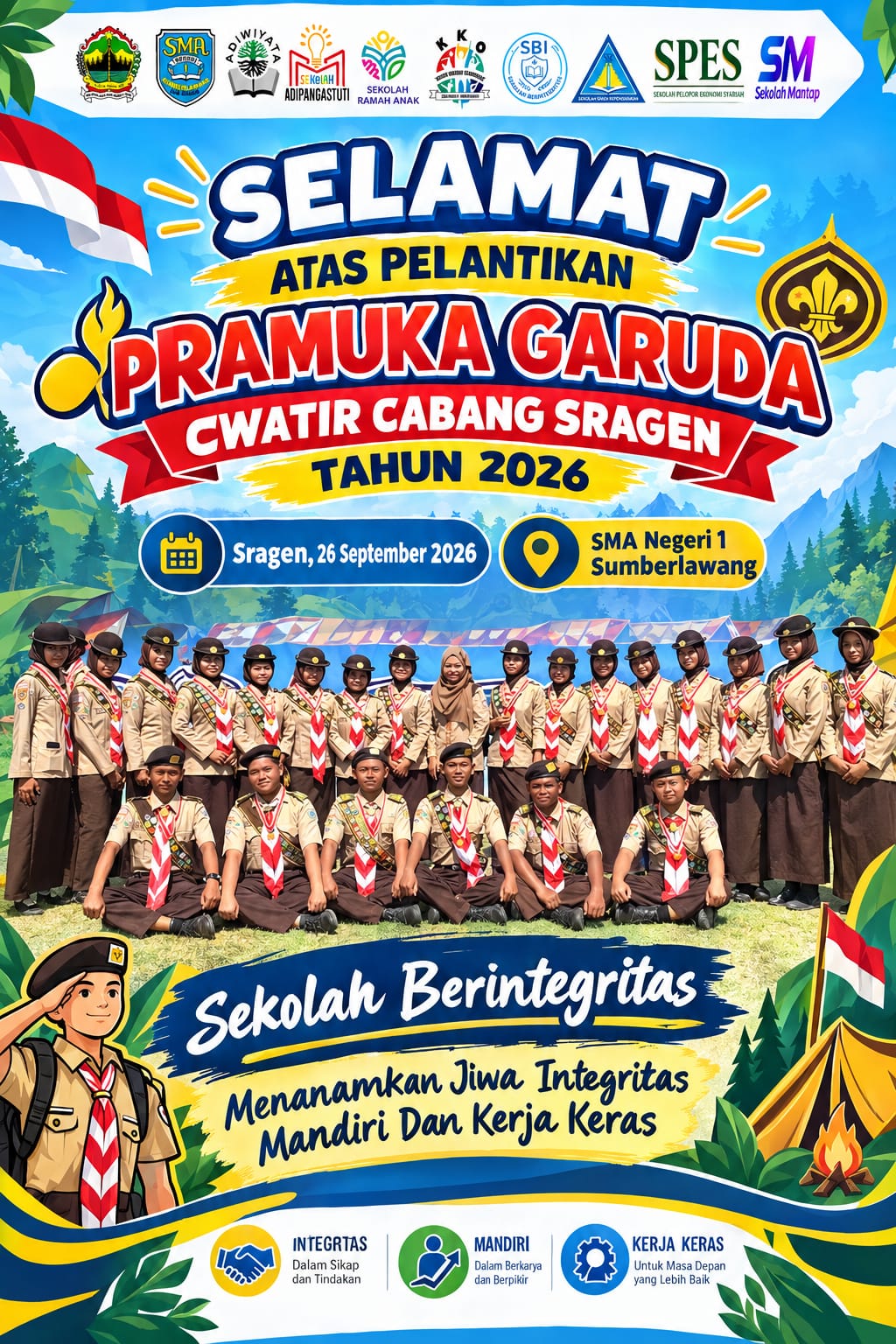 SELAMAT ATAS PELANTIKAN  PRAMUKA GARUDA KWATIR CABANG SRAGEN TAHUN 2026